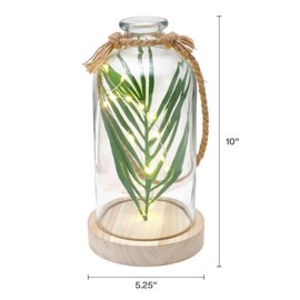 Mikasa Glass Bottle with Faux Palm Leaf and LED Decorative Accessory, Multicolored