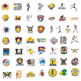 100PCS Softball Stickers, Funny Softball Gifts for Student Vinyl Waterproof for Water Bottle Laptop Luggage Guitar Gifts for Teens Girls Kids Adult Students