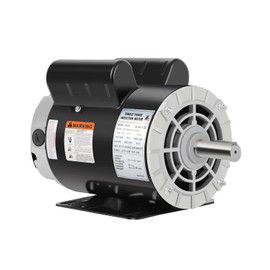 Air Compressor Electric Motor, 5 HP 3450 RPM, 230V Single Phase, 56HZ Frame 7/8" Keyed Shaft 60 Hz, Commercial-Duty CCW Rotation, 2.25 Shaft Length for Air Compressors