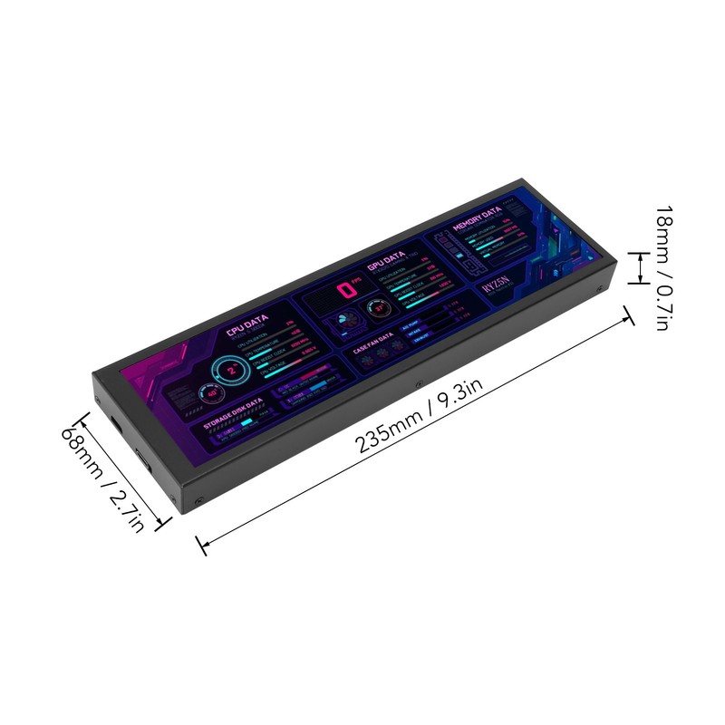 8.8in Computer Temp Monitor IPS 1920x480 60Hz for AIDA64 USB