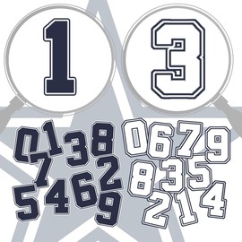 【Double Border Helmet Vinyl Numbers Stickers】5cm Self Adhesive (1 set including blue & white 1 to 0 one each) Premium Decal Die Cut Waterproof Dallas Fans Team Color American Football Hockey Baseball