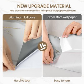 practicalWs Glossy Marble Wallpaper Peel and Stick White/Gold Granite Contact Paper Removable Wall Paper for Kitchen Countertop Cabinet Furniture 17.7" x 196.8"