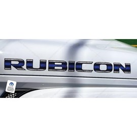 Decal Mods Rubicon Hood Graphic Decals Stickers fits Jeep Wrangler JK Rubicon (2007-2018) Distressed US Flag Thin Blue line no Stars w/Black Outline (Set of 2) | FJ7T3