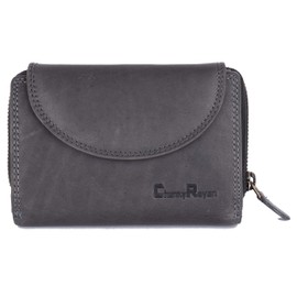 Chunkyrayan Genuine Leather Women's Purse, High-Quality, Vintage, RFID Protection, Includes Leather Keyring Leather, grey