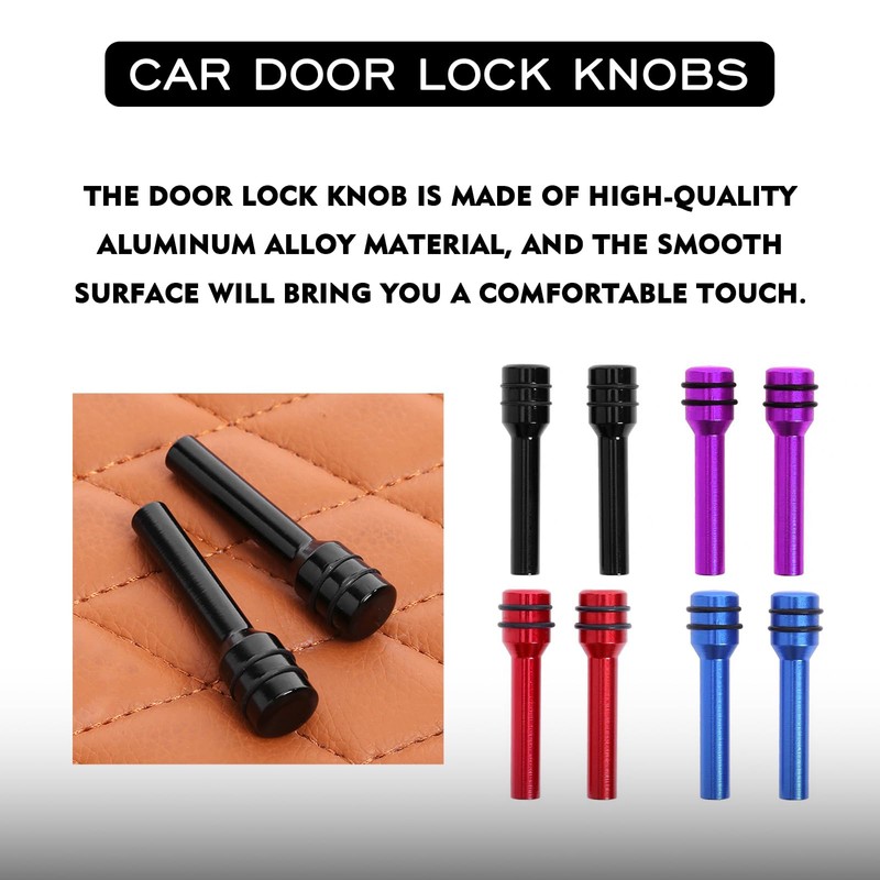 qboonpt 4 PCS Car Door Lock Knobs, Aluminum Alloy Inner
