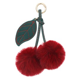 Thinp Pom Pom Keychain Cute Cherry Keychain Fluffy Accessories Cherry Bag Charms Purse Charms Car Bag Charm Handbags Pendant for Women Girl Birthday Christmas Gifts Stocking Stuffers