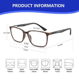 BLUEMOKY Blue Light Reading Glasses for Men，Sport Square Frame Readers, Anti Glare Computer Glasses(Tortoise,1.25)