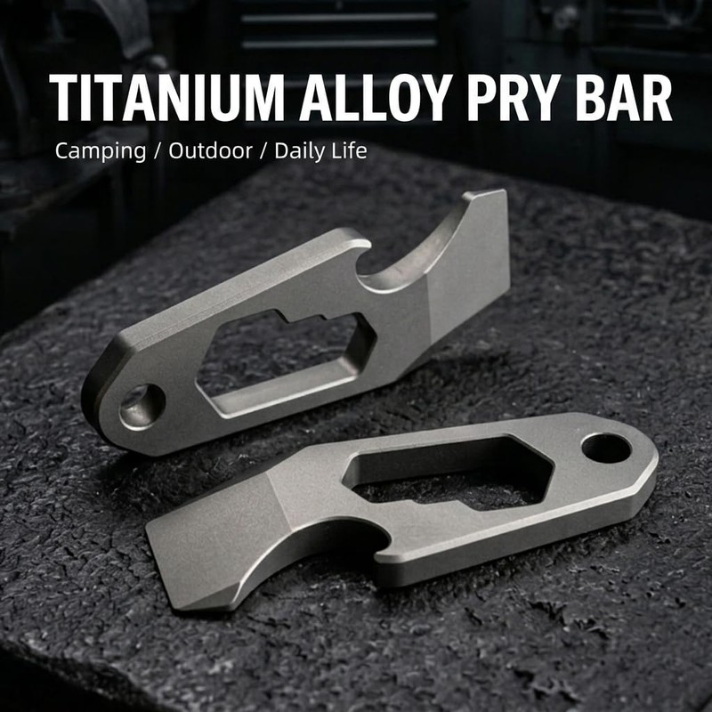 Titanium EDC Pry Bar Multitool, Mini Keychain Prybar Tool with
