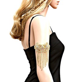 Arras Creations Trendy Fashion Flower Fringe Arm Cuff/Bracelet for Women/Anklet for Women / AZABRH004-GCL