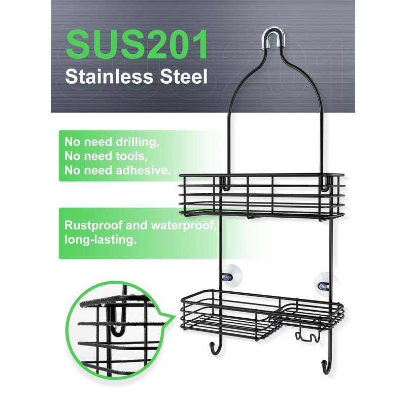 SMARTAKE Hanging Shower Head Caddy, Rustproof Bathroom Shower Shelf Organizer,