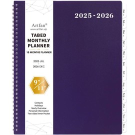 2025-2026 Monthly Planner - Monthly Planner/Calendar 2025-2026, JUL. 2025 - DEC. 2026, 9'' x 11'', 2025-2026 Planner with18-Months, Monthly Tabs - Purple