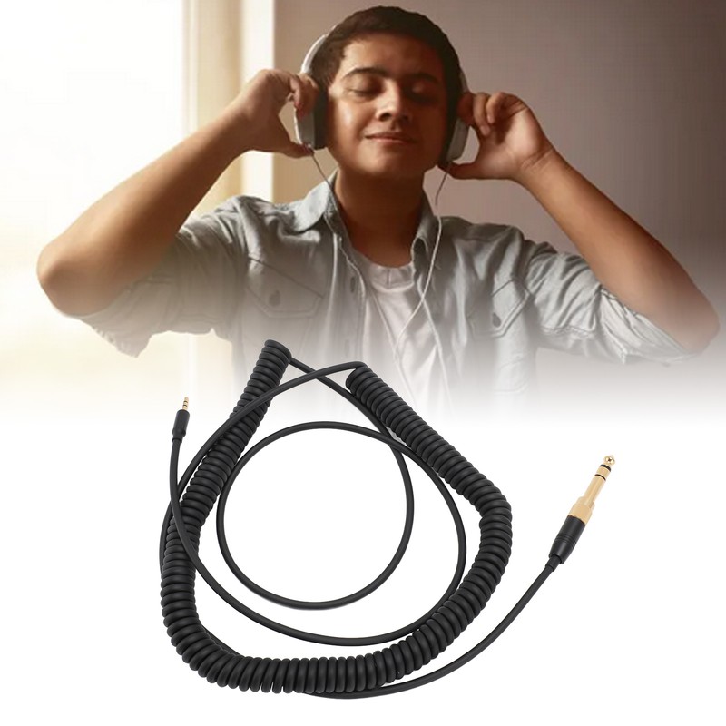 Coiled Headphone Cable Gold Plated Connector Replacement Headset Sound Cord