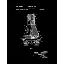Space Capsule Patent Print Black Matte (5" x 7") M10274