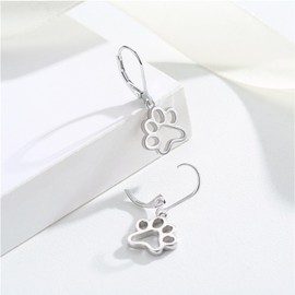 Paw Leverback Earrings 925 Sterling Silver Paw Print Earrings Animal Dangle Earrings Paw Drop Earrings Pet Earrings Puppy Dog Cat Paw Print Earrings Paw Print Jewelry Gift for Women