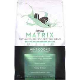 Syntrax Nutrition Matrix Protein Powder, Sustained-Release Blend, Mint Cookie, 5 lbs. Real Cookie Pieces