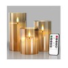 3PCS Velas LED Sin Llama, Velas Decorativas (Cabezal fijo dorado)