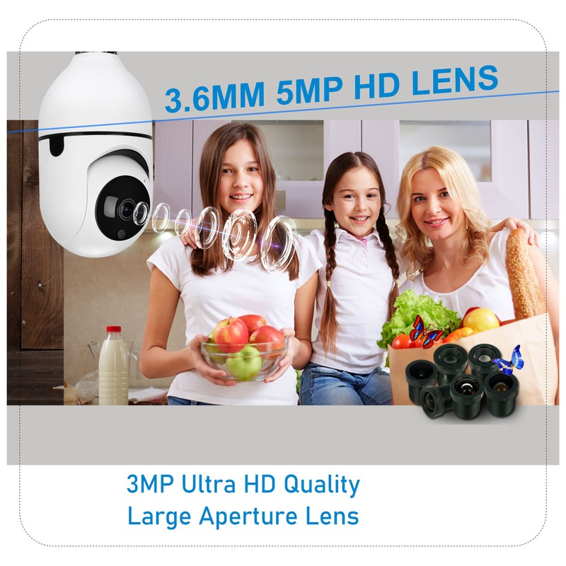 Surveillance Camera 3MP Wireless WIFI Remote Control Outdoor E27 Bulb