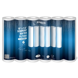 Ronaqua 1 Micron Sediment Water Filter Cartridge 10"x2.5", NSF Certified, 4-Layer Filtration for any 10-inch RO Units & Whole House Systems, Compatible with Culligan P5, AP110, WHKF-GD05, 6 Pack