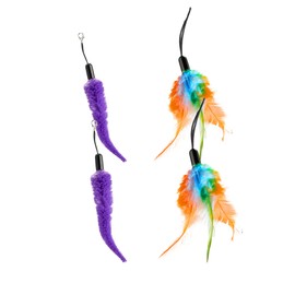 PANRIO 4 Pack Feathers Accessories for Hanging Door Clip Ribbon Cat Toy, ONLY Fits Cat Toys,Cats-NOT fits for Other Brand Toys