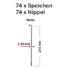 Pack of 74 Spokes 275 mm Reinforced Nirosta 2,34 mm