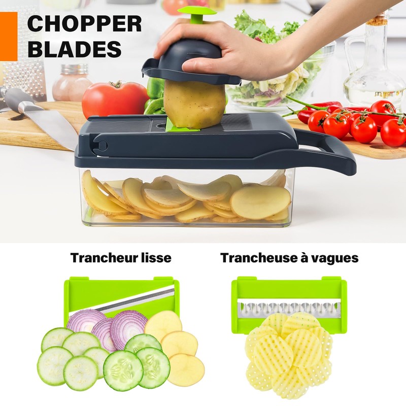 Etievort 16-in-1 Vegetable Cutter, Mandolin Slicer Dicer with 7 Interchangeable
