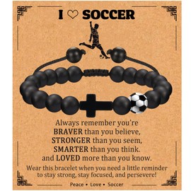 EPIRORA Soccer Bracelet Gifts for Boys- Cross Beaded Bracelet for Teen Boys, Christmas Stocking Stuffers Gifts for Son Grandson Brother Nephew Friend Soccer Players