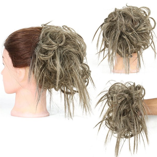Hairpiece 16 cm long, grey hairpiece with elastic bands, natural and realistic, increases hair saturation, hair pieces can be used for all skin types and any face shape