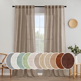 MIULEE Taupe Linen Curtains 90 Inch Length 2 Panels for Bedroom Living Room, Soft Thick Linen Textured Window Drapes Semi Sheer Light Filtering Back Tab Rod Pocket Burlap Look Decor, W37xL90