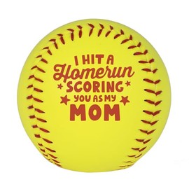 TeesAndTankYou I Hit a Homerun Scoring You as My Mom 12" Yellow Softball for Sports Moms