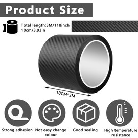 Carbon film car door sill protection, 3 metres x 10 cm carbon film, car film, carbon fibre sticker, carbon fibre, door sill edge protection for most cars