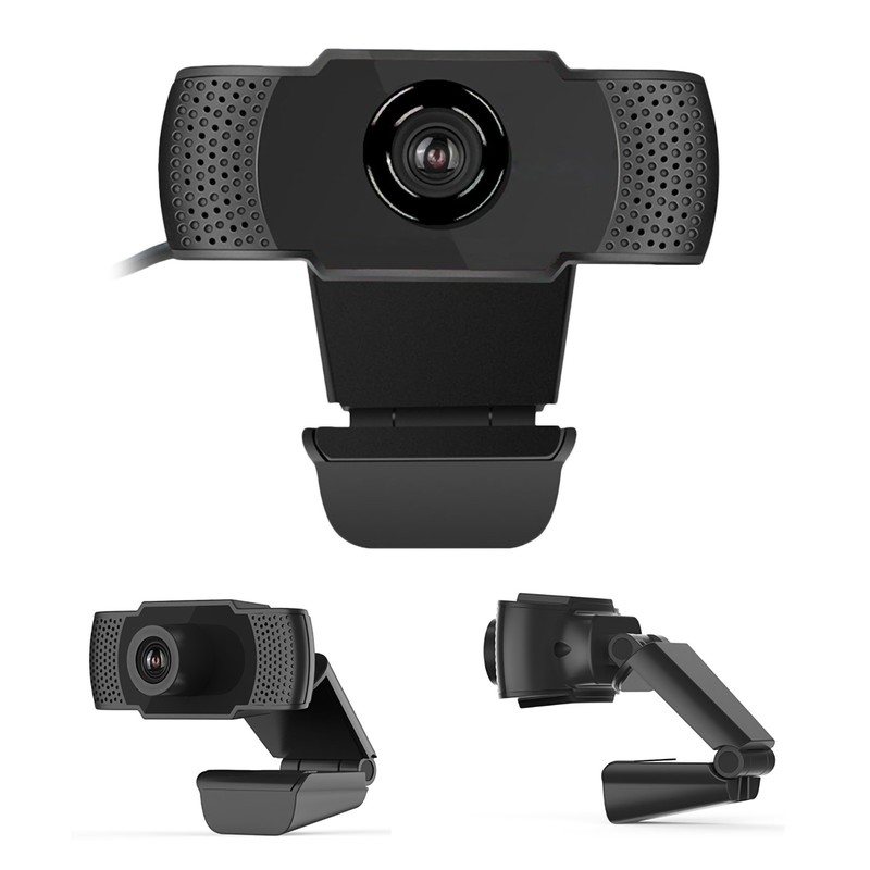 Webcam 1080p Black Computer Office Camera Builtin Microphone Free Drive