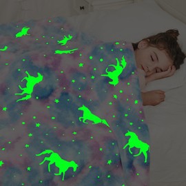 inhand Glow in The Dark Stars Blanket for Girls Boys Cute Kids Throw Blanket Funny Space Moon Galaxy Blanket Gaming Room Decor Teen Toys Gifts Ideas Stuff for 8-12 Years Old (50''x60'' Blue)