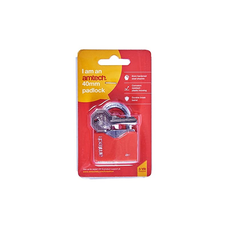 Amtech T0704 40mm Rhombic Chrome Plated Iron Padlock