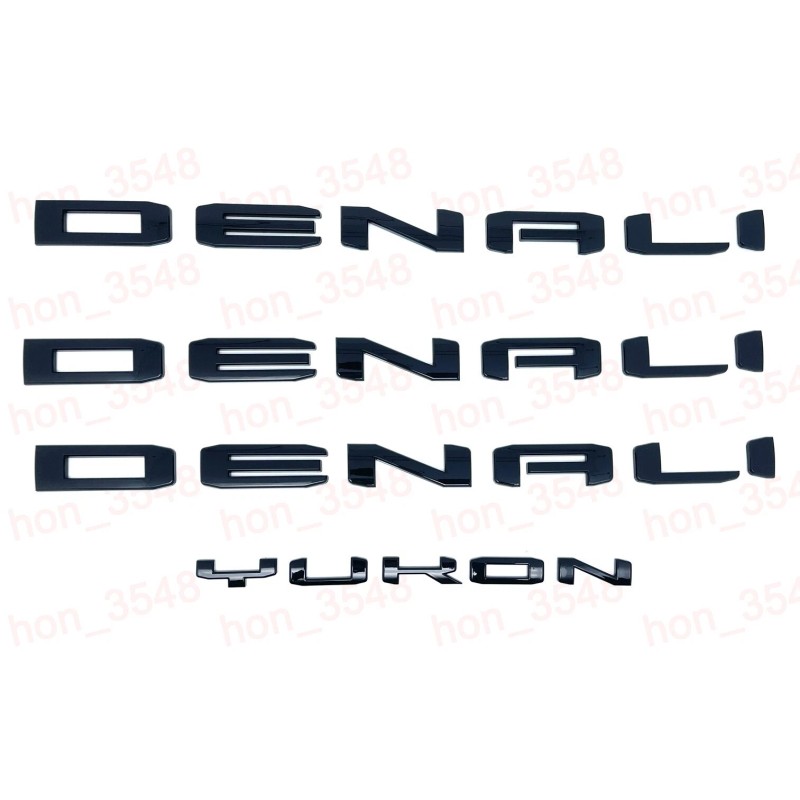 GMC Gloss Black Door Rear DENALI Yukon Emblems Letters 2025
