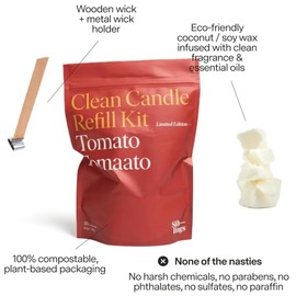Siblings Essentials, Candle Refill Kit, DIY Candle Kit (Tomato Tomaato) - Eco-Friendly Candle Refill, Clean Fragrance and Essential Oils, Coconut and Soy Wax