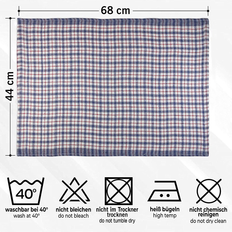 QCS Towel - Pack of 10 Colured Check Tea Towels