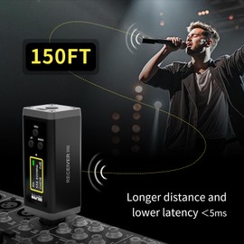 HHLPRO UHF Wireless XLR Transmitter and Receiver, 150 ft Range, Plug-on Wireless Microphone Adapter for Dynamic & Condenser Mic, Auto Channel Scanning, Compatible with Audio Mixer, PA System, F20