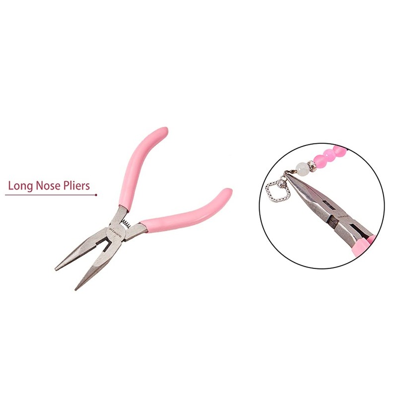 SUNNYCLUE 5 Inch Long Chain Nose Pliers with Serrated Jaws