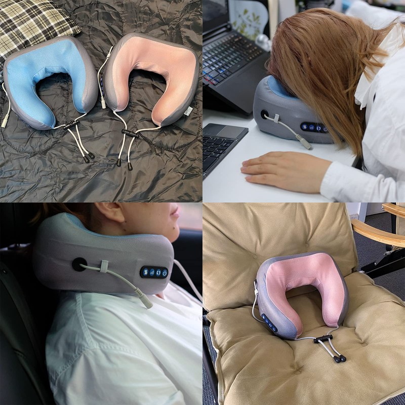 EEZEE Neck Pillow Massager with Heat U-Shaped Memory Foam Pillow