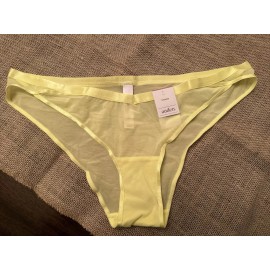 Auden Women's Size Large Yellow See Through Lace Cheeky Underwear NWT