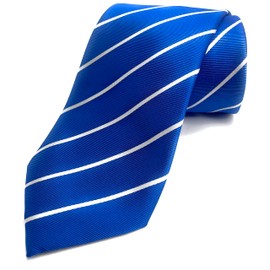 Scott Allan Men's Blue Tie | Royal Blue premium Necktie | Mens Blue and White Striped Ties for Him