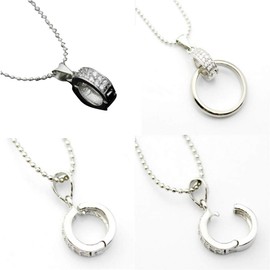 Wholesale Store Necklace Parts Pendant Clicker White Gold Coated/Silver 925 Neck Top (Mini Size) Inner Diameter Less Than 0.28 inches (7 mm) x, Sterling Silver, No Stone