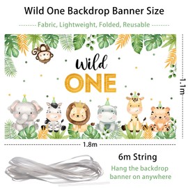 Wild One Backdrop Banner Birthday Decorations for Boys,Large Size 3 x 5Ft Jungle Safari Cute Animals 1st First Party Supplies Green