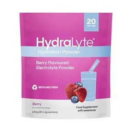 Hydralyte Effervescent Electrolytes Powder Sachets - 20 Flavoured Sticks - Rapid Rehydration - Prevent Dehydration - Achieve Optimal Hydration (20 Sachets, Berry)