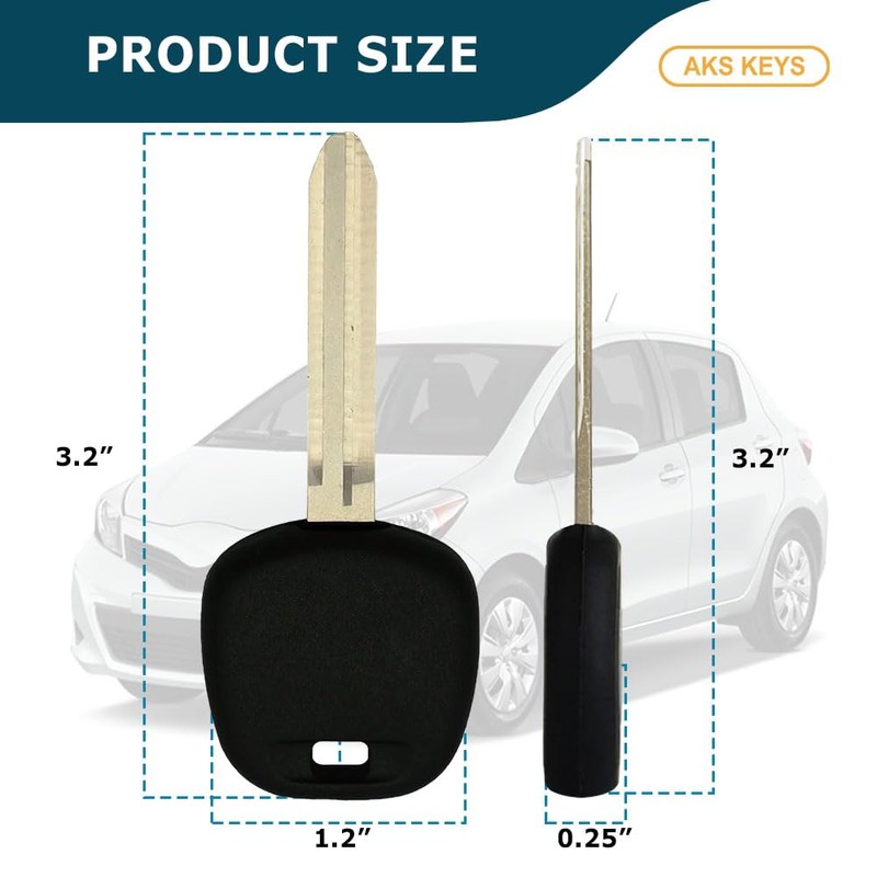 AKS KEYS Replacement Transponder Key Blank for 2003 - 2011