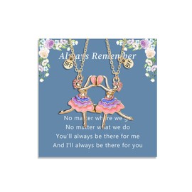 Dance Necklaces for 2 BFF Matching Ballet Necklace Dance Recital Gift for Best Friend Sister Daughter Niece, Birthday Friendship Gifts for Dancer (Dance Necklace-Gold)