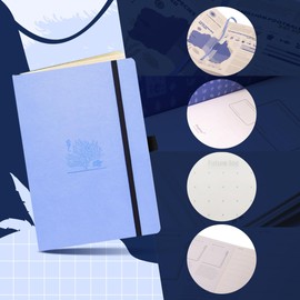 Dingbats* Earth Dotted Journal A5 - Vegan Leather, Hardcover, Ideal for Work, Travel - Pocket, Elastic Closure, Bookmark