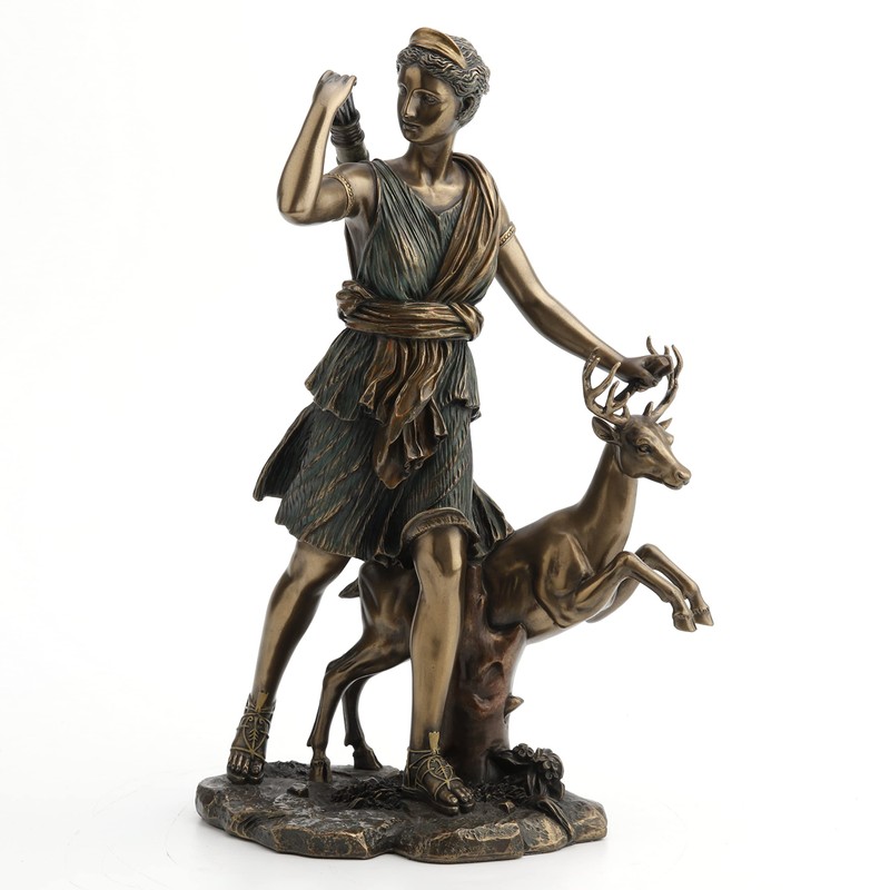 Veronese Design Resin Statues Diana Greek Goddess The Hunt, Moon