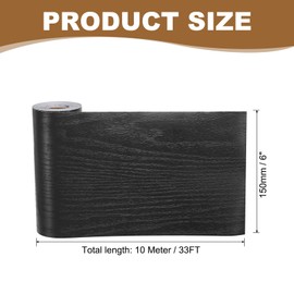 PATIKIL Self Adhesive Wood Grain Repair Tape 33'x 6", Multi-Use Realistic Wood Grain Repair Patch for Furniture Floor Door Table Chair Windows Handicraft DIY, Black Wood Grain