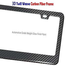 BGGTMO Carbon Fiber License Plate Frame - 100% Real Carbon Fiber Overlays Stainless Steel License Plate Frames | Stainless Steel Anti-Theft License Plate Screws | 1PC Black Gloss Plate Frame